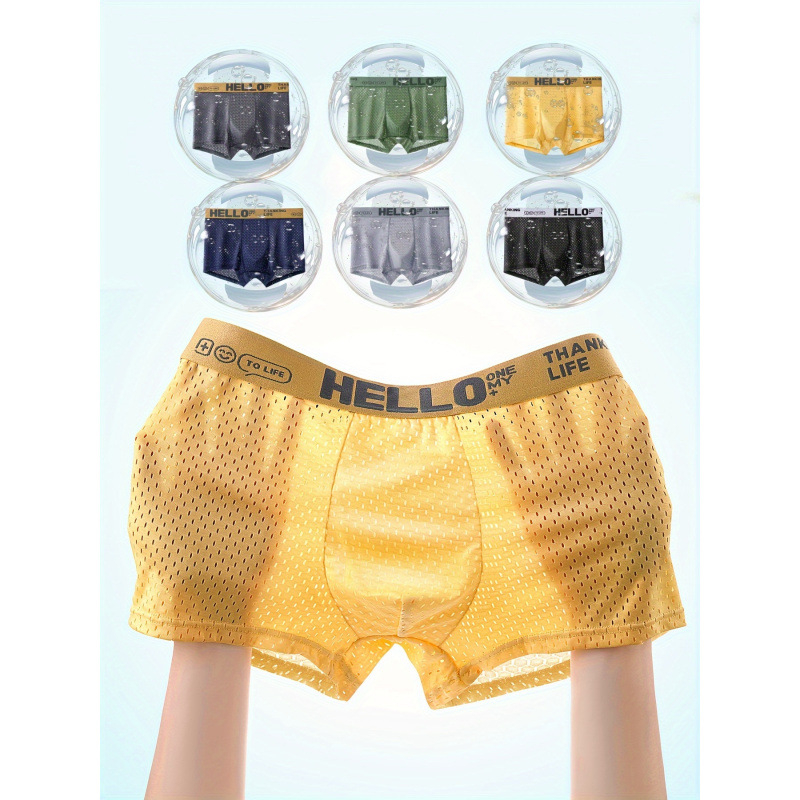 Vyriniai bokseriai su kvėpuojančia tinkleliu, žemas juosmuo, 6 vnt komplektas, pagrindinis audinys: 100% akrilas, kirkšnies įdaila: 100% medvilnė