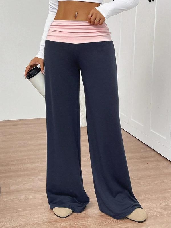 Ženske hlače Colorblock visokog struka, Capri, ravnog kroja, bambusova vlakna, visoka elastičnost