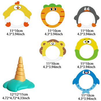 Σετ ρίψης δαχτυλιδιών για παιδιά — εκπαιδευτικό, διαδραστικό; αναπτύσσει οπτικο-κινητικές δεξιότητες και συντονισμό χεριού-μάτιου, αλληλεπίδραση γονέα-παιδιού. Υλικό: πλαστικό; Κωδικός: DJ557; Συσκευασία: έγχρωμο κουτί; Ηλικία: 4–6 ετών