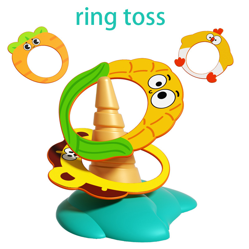 Set aruncare inele pentru copii — educațional, interactiv; dezvoltă abilități vizuale-motorii și coordonare mână-ochi; material plastic, cod DJ557, ambalaj cutie color, vârstă recomandată 4–6 ani