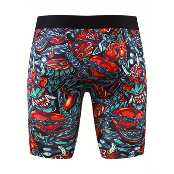 Ανδρικά μακριά σορτς με εκτύπωση, εξωτερικό ύφασμα 100% ακρυλικό, επένδυση 100% βαμβάκι, χαμηλή μέση