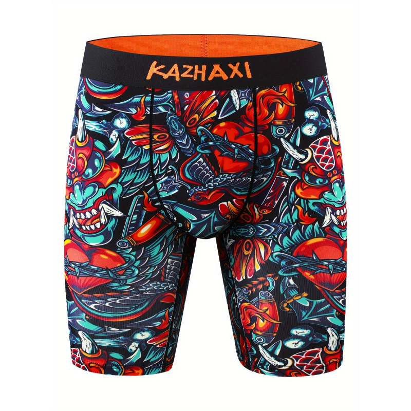 Vyriški ilgos šortai su spauda, išorinis audinys 100% akrilas, vidinis pamušalas 100% medvilnė, žemas juosmuo