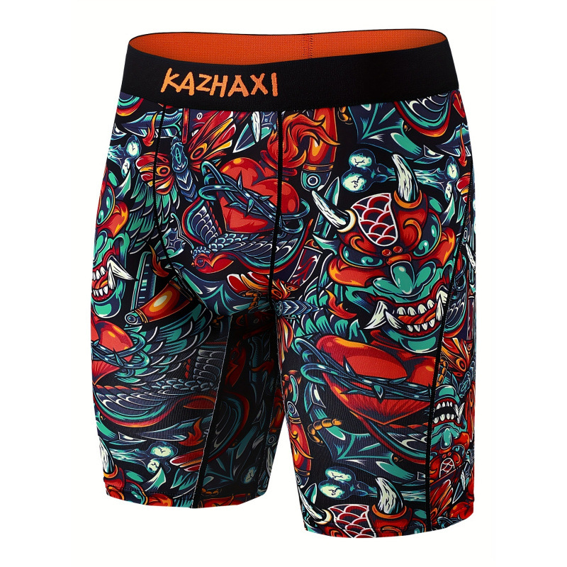 Vyriški ilgos šortai su spauda, išorinis audinys 100% akrilas, vidinis pamušalas 100% medvilnė, žemas juosmuo