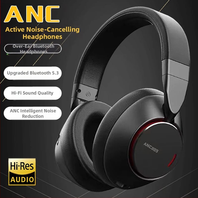 Căști cu anulare activă a zgomotului (ANC), fără fir, Bluetooth 5.3, rază 10 m, autonomie peste 8 h, IPX4, pentru PC