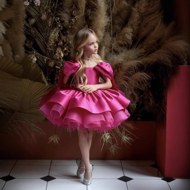 Dječja haljina za djevojčice, sladak stil; glavni materijal: poliester; podstava: poliester 40%; Tehnološke značajke tkanine: otpornost na nabor, premaz, rezanje (shearing), enzimsko pranje; za djecu 3–8 godina