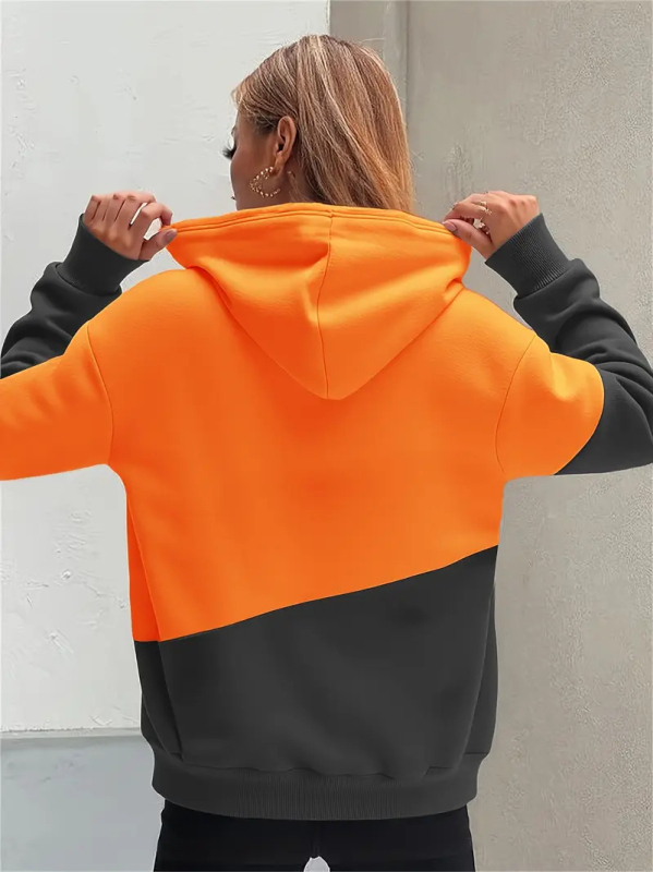 Kapučių džemperis 9018 print, poliesteris, fliso pamušalas, laisvas kirpimas, vidutinio ilgio