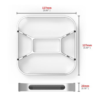Αλουμινένιο στήριγμα ψύξης για Mac mini M4/M4 Pro — επιτραπέζιο στήριγμα, φορτίο 2–5 kg, 73 g