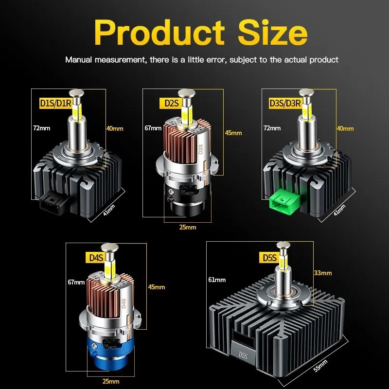 Automobilski LED far za zamjenu HID D-serije, četverostrani izvor svjetla, plug-and-play – 45W, 12V, 9000 lm, IP68, 50000 h