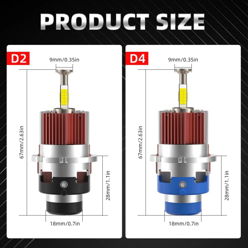 Automobilski LED far za zamjenu HID D-serije, četverostrani izvor svjetla, plug-and-play – 45W, 12V, 9000 lm, IP68, 50000 h