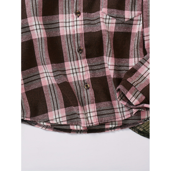 Bērnu krekliņš ar garām piedurknēm, rūtots raksts, atlokāms apkaklis, Lyocell audums