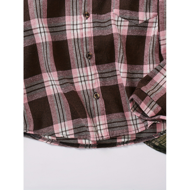 Bērnu krekliņš ar garām piedurknēm, rūtots raksts, atlokāms apkaklis, Lyocell audums