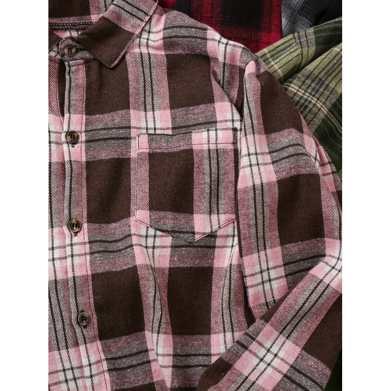 Bērnu krekliņš ar garām piedurknēm, rūtots raksts, atlokāms apkaklis, Lyocell audums