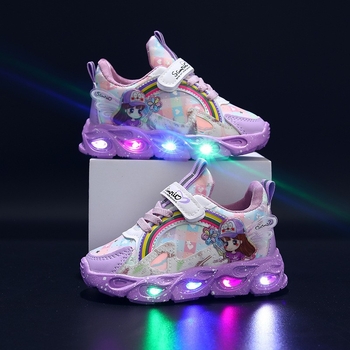 Djevojčice tenisice sa svjetlima, Velcro kopčanje, sintetička koža, za djecu 12–36 mjeseci, proljeće 2024