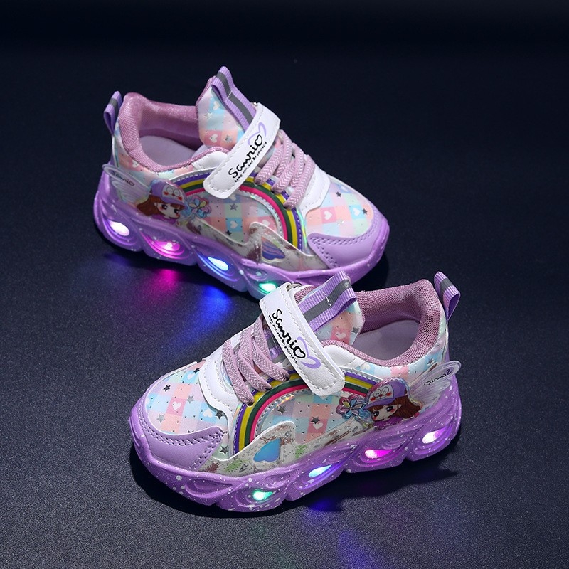 Djevojčice tenisice sa svjetlima, Velcro kopčanje, sintetička koža, za djecu 12–36 mjeseci, proljeće 2024