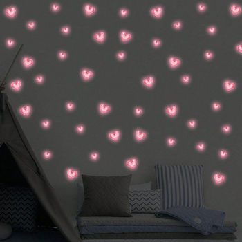 Szív alakú, sötétben világító falikép (PVC) nappaliba, hálószoba és fürdőszobába – dekoratív falidekor, 1 db