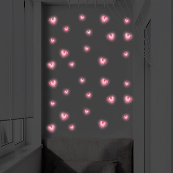 Szív alakú, sötétben világító falikép (PVC) nappaliba, hálószoba és fürdőszobába – dekoratív falidekor, 1 db