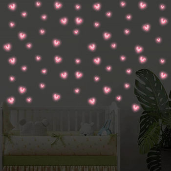 Szív alakú, sötétben világító falikép (PVC) nappaliba, hálószoba és fürdőszobába – dekoratív falidekor, 1 db