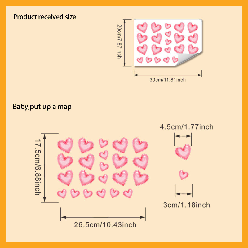 Szív alakú, sötétben világító falikép (PVC) nappaliba, hálószoba és fürdőszobába – dekoratív falidekor, 1 db