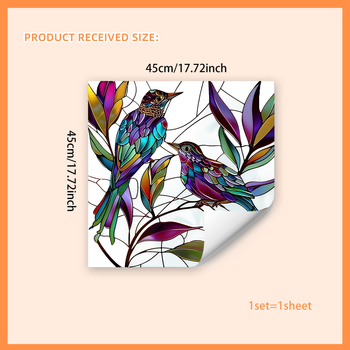 PVC dekoratív ablaküveg matricák madár és levél mintával, kód 21560438460, 1 db, dekoratív falmatricák, alkalmas nappalira, hálószobára, dolgozószobára, konyhára