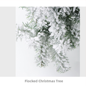 PVC flokirano i povezano božićno stablo — pakiranje 1 kom / 5-slojna čvrsta kutija; šifra GT 40-198 sb + fw; Kategorija: Božićno stablo; Izrada: ručna/motorna