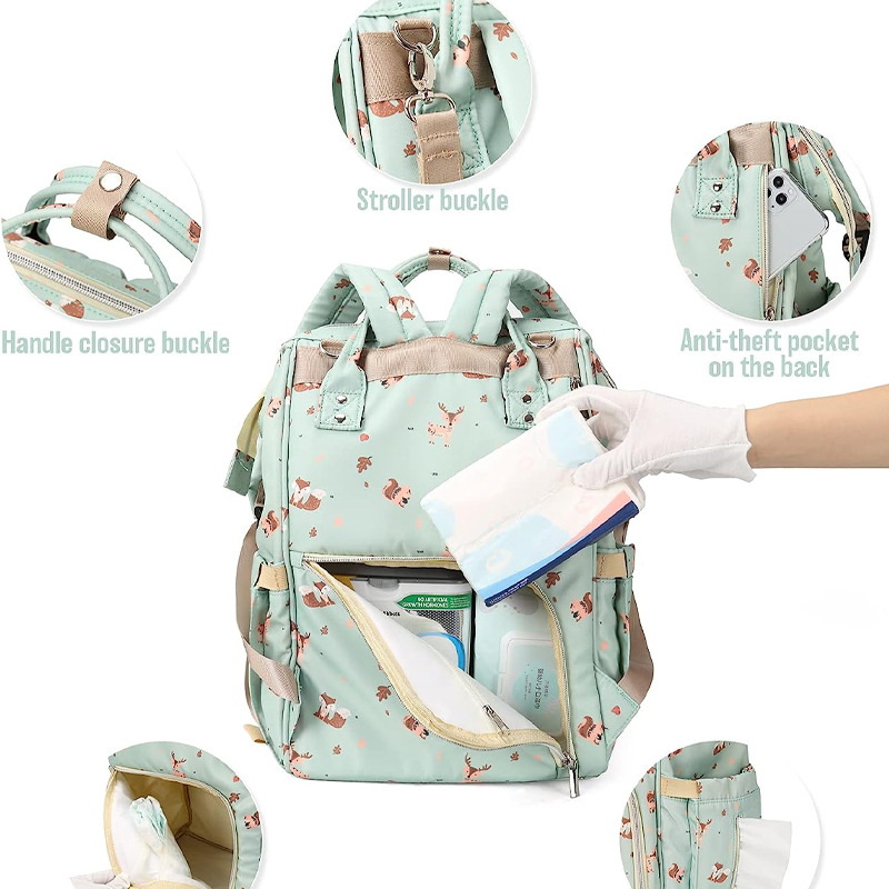 Sulankstoma mamos ir kūdikio kuprinė su didele talpa, paprastas dizainas, daugiafunkcinė lauko trumpoms kelionėms