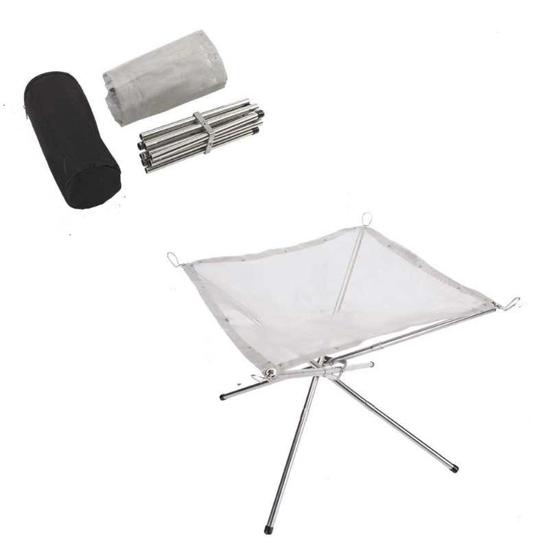 Prijenosna vanjska peć za kampiranje s mrežom od nehrđajućeg čelika – četvrtastog oblika, oko 0,7 kg, višenamjenski grill