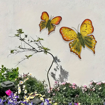 Dzelzs tauriņu sienas dekora komplekts – metāla dzīvnieku dekorējums pastoraālā stilā, dārzam un mājai, Mijia crafts