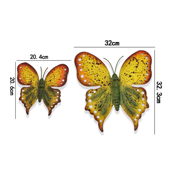Dzelzs tauriņu sienas dekora komplekts – metāla dzīvnieku dekorējums pastoraālā stilā, dārzam un mājai, Mijia crafts