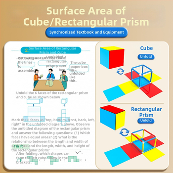 Ģeometrijas mācību palīgs: taisnstūra paralelpipēda rāmis modelis 5. klasei – malu garumu un virsmas demonstrators, plastmasa