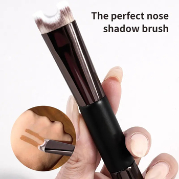 Makeup suka 2 vienā ar dubulto galvu kontūrām un degunam, U formas deguna suka, izgaismojošā suka