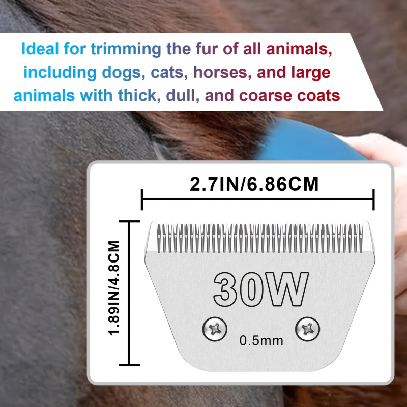 Kutyakezelő hajvágó készülék széles kialakítással, kivehető pengékkel, 30W teljesítmény