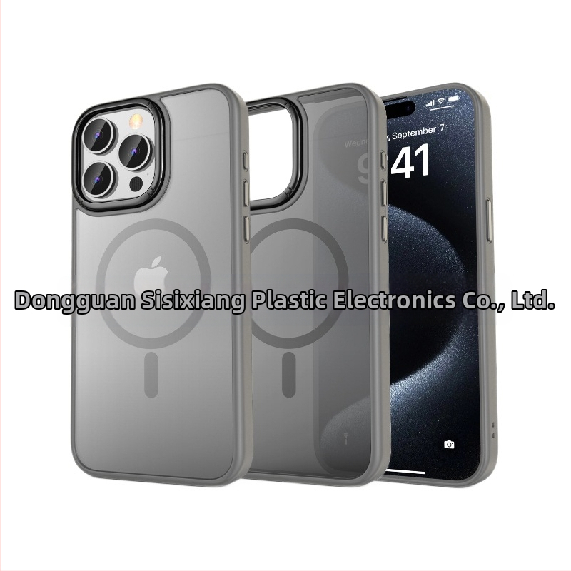 Telefono dėklas iPhone 13/14/15/16 Pro su frostuotu paviršiumi, magnetiniu objektyvu ir 3-in-1 kritimo apsauga (PC+TPU)