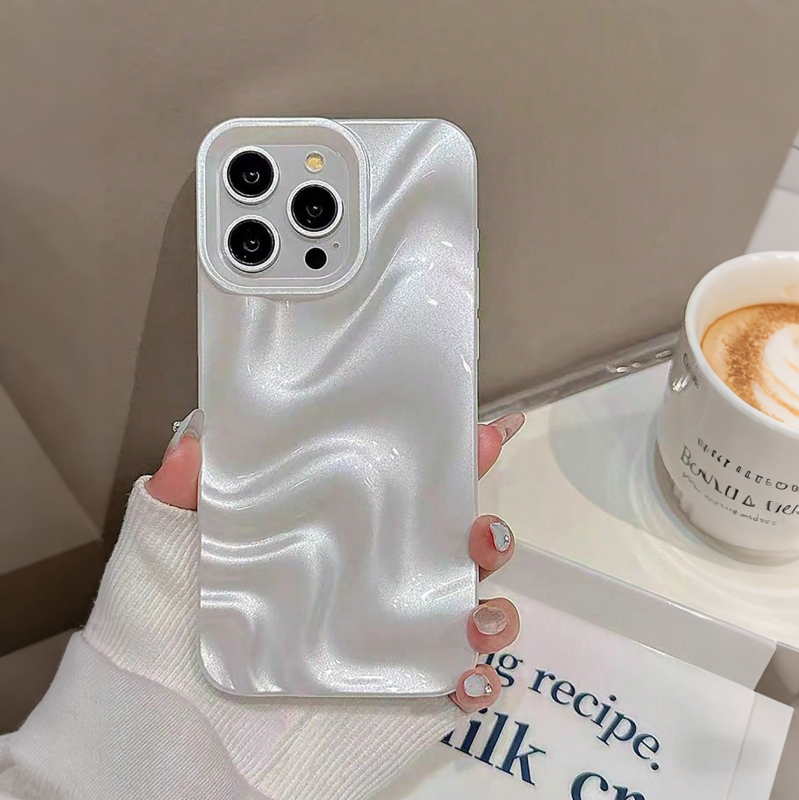 iPhone vāciņš ar spīdīgu ūdens viļņa rakstu, TPU, gravēšana, pret kritienu, Visu-iekļaujošs, vienkāršs stils; saderīgs ar iPhone 11 Pro Max, 12 Pro/Max, 12 mini, 13 Pro/Max, 14 Pro/Max, 14, 14 Max