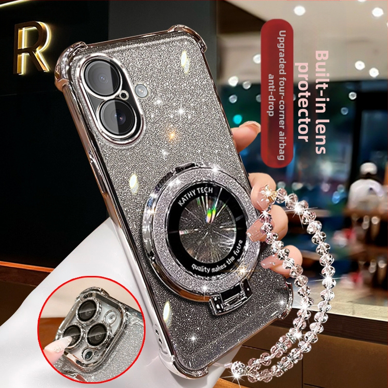 Silikónový kryt s držiakom a magnetickým stojanom, ochrana proti pádu pre iPhone 12–14 sériu