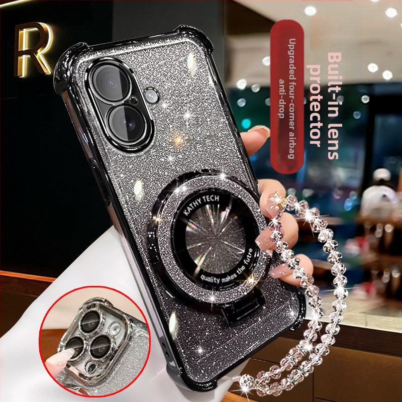 Silikónový kryt s držiakom a magnetickým stojanom, ochrana proti pádu pre iPhone 12–14 sériu