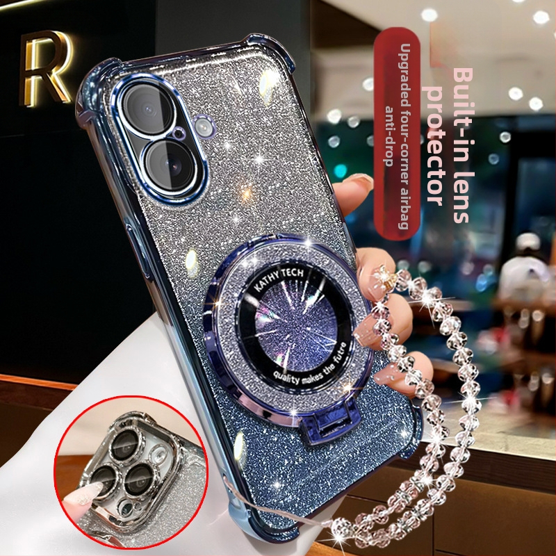 Silikónový kryt s držiakom a magnetickým stojanom, ochrana proti pádu pre iPhone 12–14 sériu