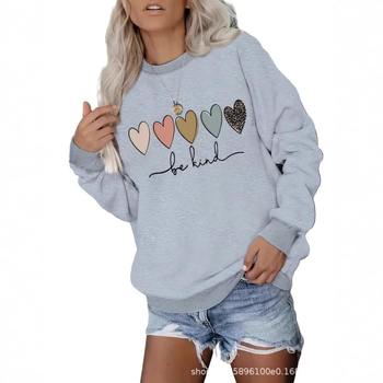 Raidžių atspaudas Hoodie/Fleece marškinėliai, apvali kakla, poliesterio-spandekso mišinys, įprastas ilgis, ilgomis rankovėmis