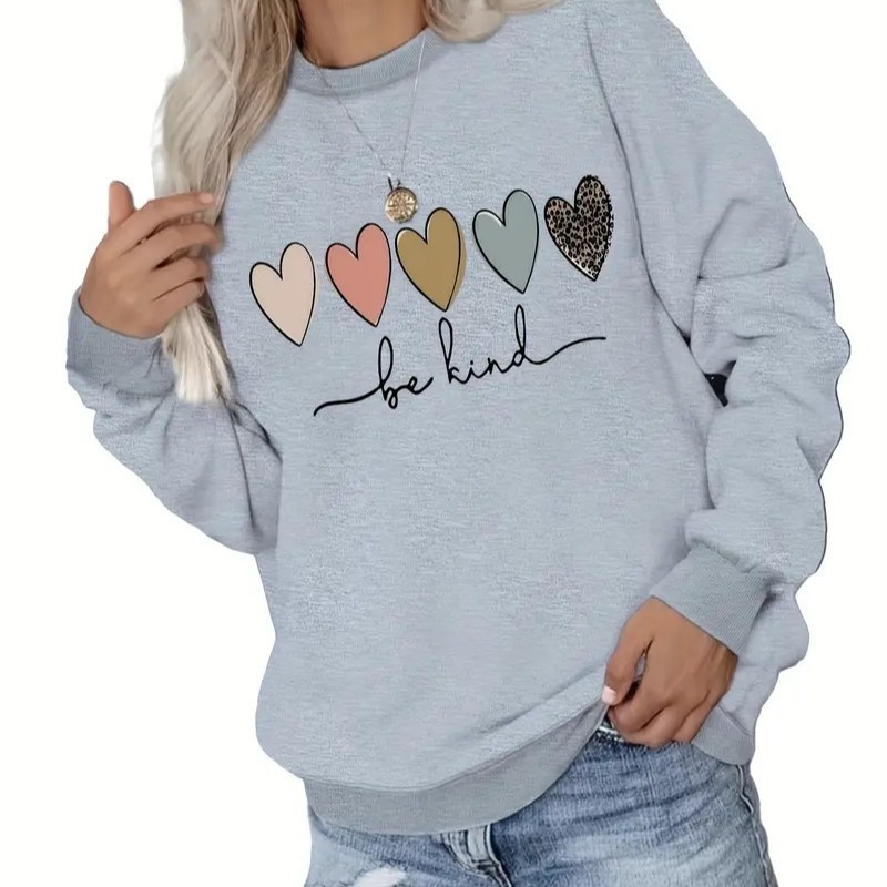 Raidžių atspaudas Hoodie/Fleece marškinėliai, apvali kakla, poliesterio-spandekso mišinys, įprastas ilgis, ilgomis rankovėmis