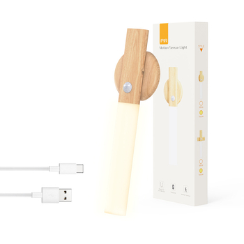 Sieninė lipnioji naktinė lempa su medžio imitacija, judesio jutiklis, įkraunama įmontuota baterija, magnetinė kompaktiška lempa