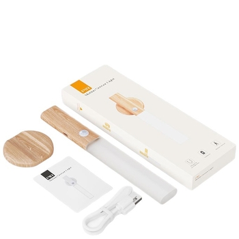 Sieninė lipnioji naktinė lempa su medžio imitacija, judesio jutiklis, įkraunama įmontuota baterija, magnetinė kompaktiška lempa