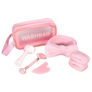 Комплект за почистване и грижа за лице с охлаждащ ролер, аксесоари за коса, лента за глава и четка за измиване на лице; модел 12 • артикул 756128317402 • срок на годност 1 година • подходящ за всички типове кожа