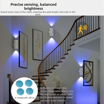 Kültéri falikar intelligens mozgásérzékelővel, kétfejű, energiatakarékos, mágneses töltésű, LED fényforrással