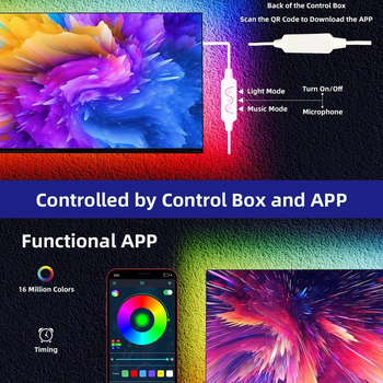 Bandă LED RGB Simfonie USB 5V, 30 LED-uri 5050, 50W, reglabilă