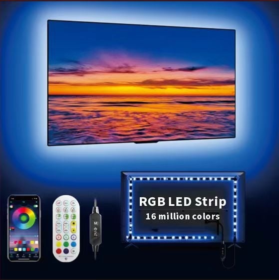 Bandă LED RGB Simfonie USB 5V, 30 LED-uri 5050, 50W, reglabilă