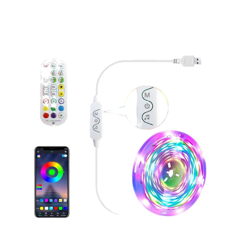 Bandă LED RGB Simfonie USB 5V, 30 LED-uri 5050, 50W, reglabilă