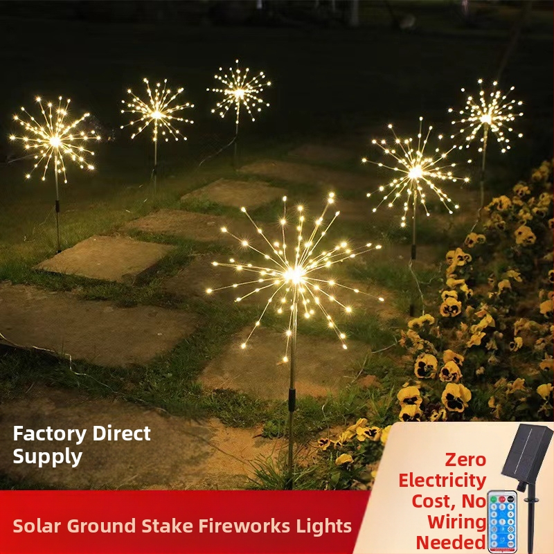 LED solarna lampa s učinkom vatrometa i daljinskim upravljanjem - 480 LED, IP65, 300 lm, 3000K, solarno napajanje