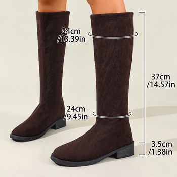 Moteriški Slim batai iš nubuko - aukštas šarvas, apvalus pirštas, vidutinio aukščio kulnas 3–5 cm, užtrauktukas nugarinėje pusėje