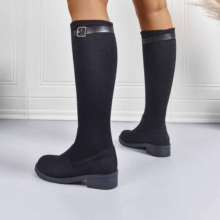 Vyriniai batai su kutais, viršutinė medžiaga: sintetinė oda, aukštas vamzdelis, apvali nosis, plokščia pada, vilninė įdėklė