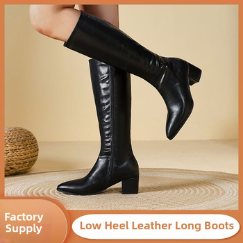 Moteriški jojiniai batai su stora kulne, aukštas shaft, smailus pirštas, vidutinio aukščio kulnas 3–5 cm