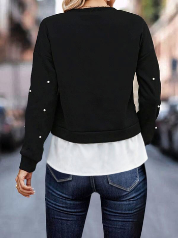 Sieviešu džemperis ar raglan piedurknēm un apaļu kaklu, poliestera twill audums, regulāra piegriezums, garas piedurknes, pavasaris 2025